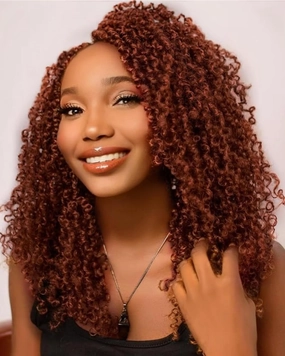 Ginger Yanky Twist Crochet Hair Pre Looped 14 Inch Pre-twisted Fluffy Curly Braiding Hair Copper Red Short Senegalese Twist Braids Natural Bohemian Marlybob Crochet Braids for Black Women 350#