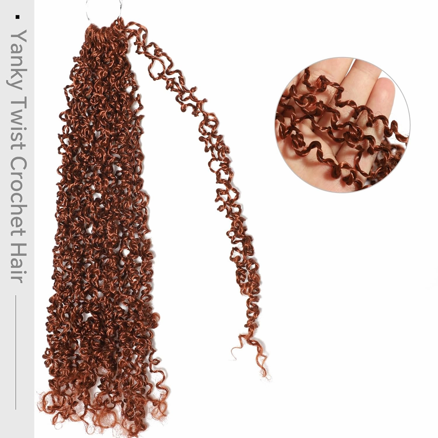 Ginger Yanky Twist Crochet Hair Pre Looped 14 Inch Pre-twisted Fluffy Curly Braiding Hair Copper Red Short Senegalese Twist Braids Natural Bohemian Marlybob Crochet Braids for Black Women 350#