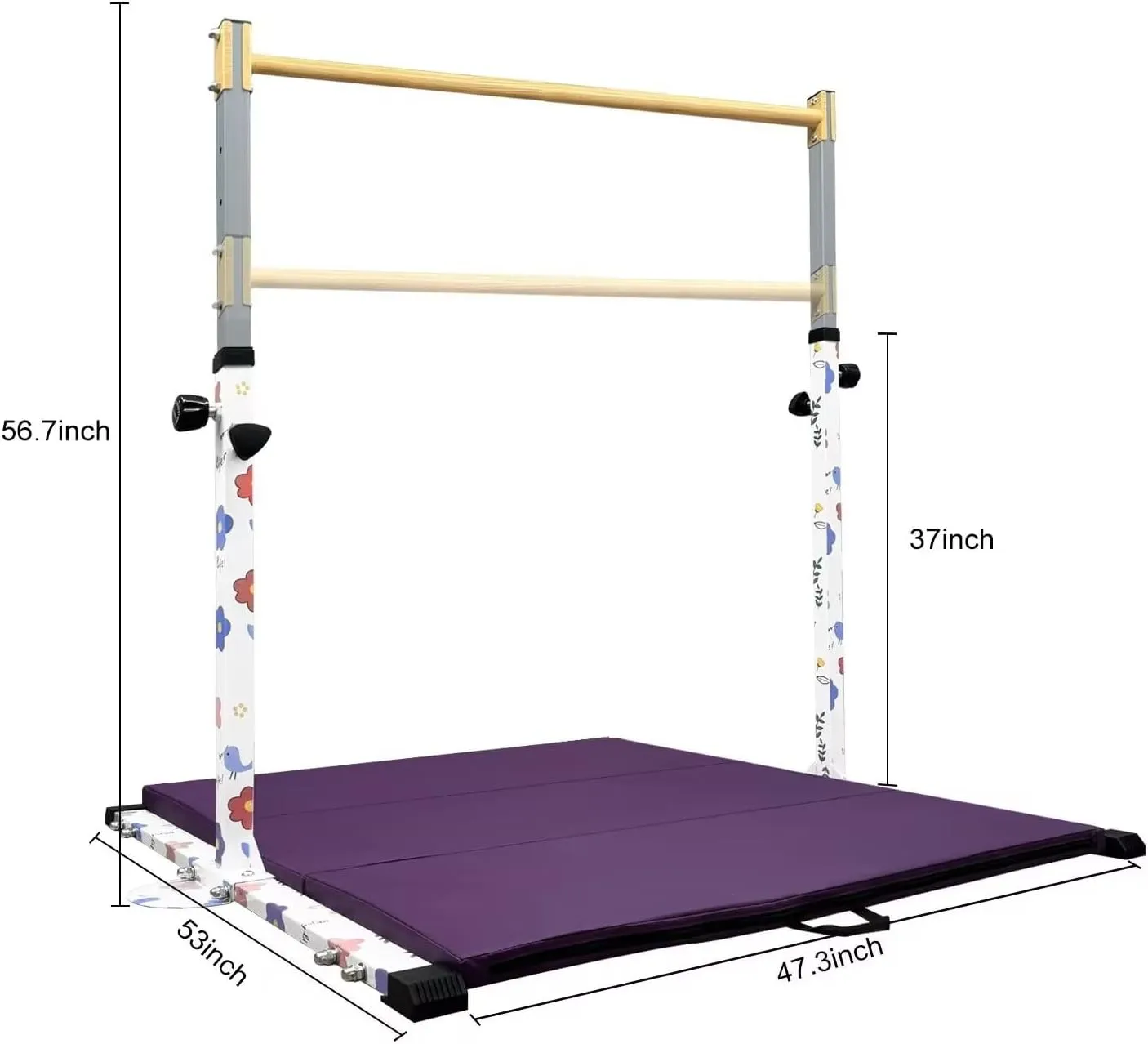 GLANT Gymnastic Kip Bar,Horizontal Bar for Kids Girls Junior,3' to 5' Adjustable Height,Home Gym Equipment,Ideal for Indoor and Home Training,1-4 Levels,300lbs Weight Capacity