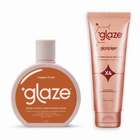 Glaze Copper crush Super Color Conditioning Gloss 6.4fl.oz & GlaziPlex Super Bond Repair Hair Treatment, 120ml. 4-in-1 Deep Conditioning Hair Mask