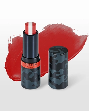 Grafen Triple Lip™ Tinted Lip Balm – Natural Color Lip Care with Moisture, MATT FINISH, Nourishing Oils for Soft & Healthy Lips (Multiple Shades) (Bright Red)