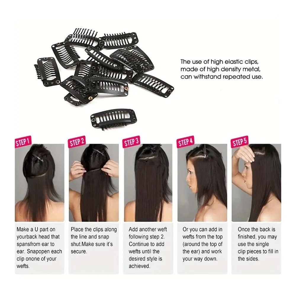 Hair Extensions, 16 card suit chemical fiber long curly hair extension piece big wave curly hair seven-piece set of card hair,for Women(Reddish-brown)