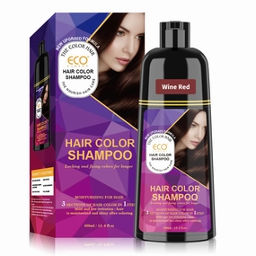 Hair Color Shampoo for Grey Hair Upgraded Formula Herbal Hair Dye Shampoo for Women & Men Moistueizing and Nourish Hair Care Mild and Low Irritation 400ML (WINE RED)
