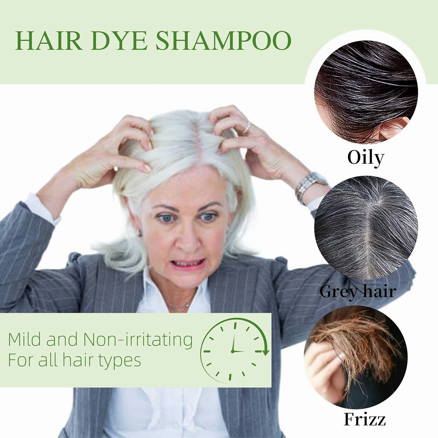 Hair Dye Shampoo 3 in 1 for Gray Hair Coverage, Herbal Ingredients Natural Shampoo Hair Dye for Women & Men/Ammonia-Free 520ml（Wine Red）