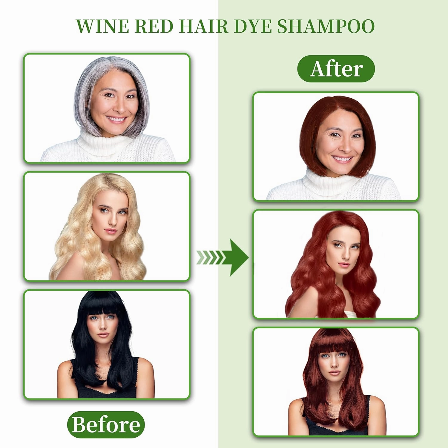 Hair Dye Shampoo 3 in 1 for Gray Hair Coverage, Herbal Ingredients Natural Shampoo Hair Dye for Women & Men/Ammonia-Free 520ml（Wine Red）