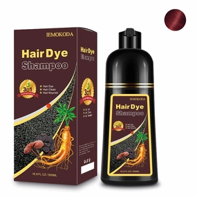Hair Dye Shampoo 3 In 1, Wine Red Hair Color Treated Shampoo Para Canas, Burgundy Semi-Permanent 15 Minutes, Home Use for Men & Women Parent, Christmas Gift, 500ml