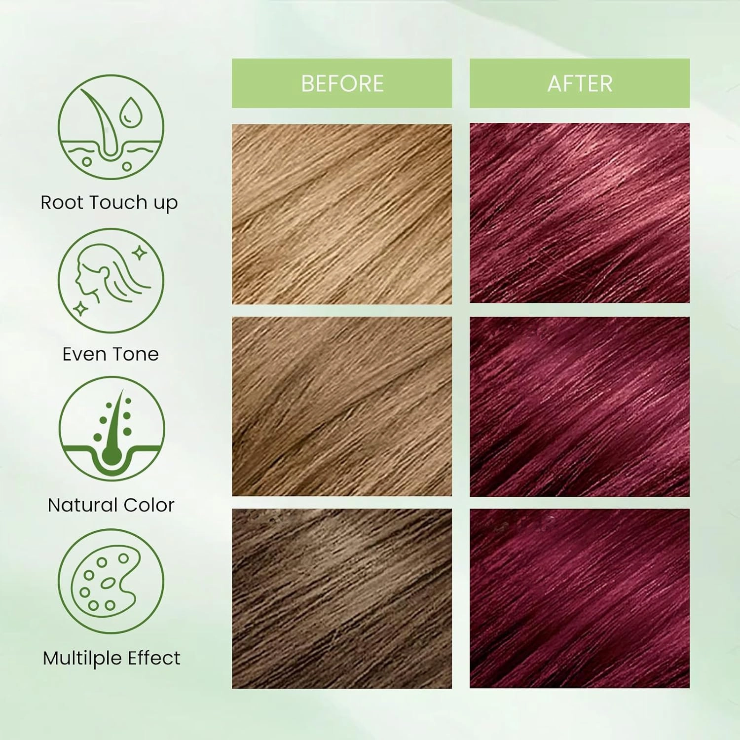 Hair Dye Shampoo 3 In 1, Wine Red Hair Color Treated Shampoo Para Canas, Burgundy Semi-Permanent 15 Minutes, Home Use for Men & Women Parent, Christmas Gift, 500ml