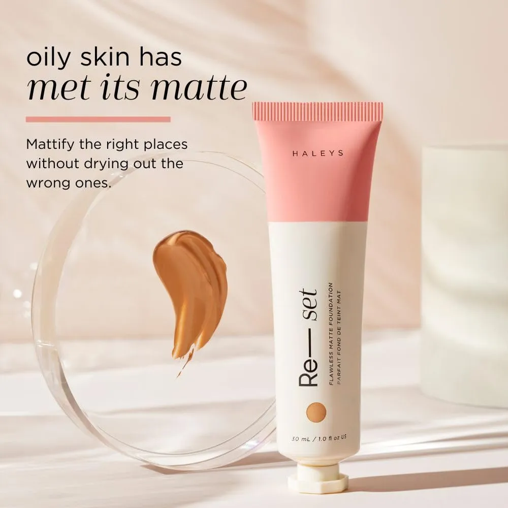 HALEYS Re-set Full Coverage Matte Foundation, VEGAN   CRUELTY-FREE, Oil-Free Liquid Foundation with Double-Dose Pigments for Long-Lasting, Smooth, Natural Finish for Sensitive, Acne-Prone Skin (2.15)