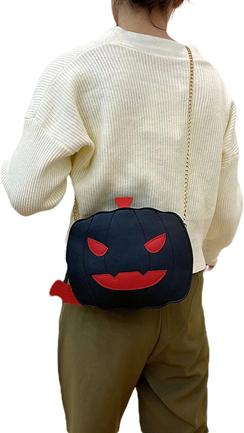 Halloween Pumpkin Shoulder Bag for Women Novelty Devil Crossbody Purse Fashion Trick or Treat Purses Handbags