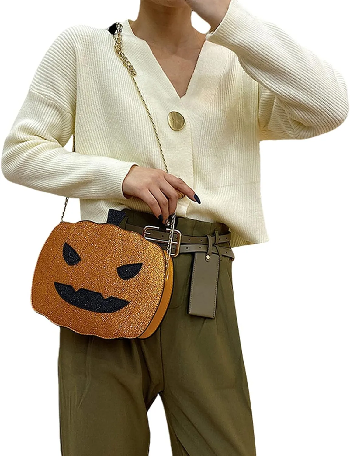 Halloween Pumpkin Shoulder Bag for Women Novelty Devil Crossbody Purse Fashion Trick or Treat Purses Handbags