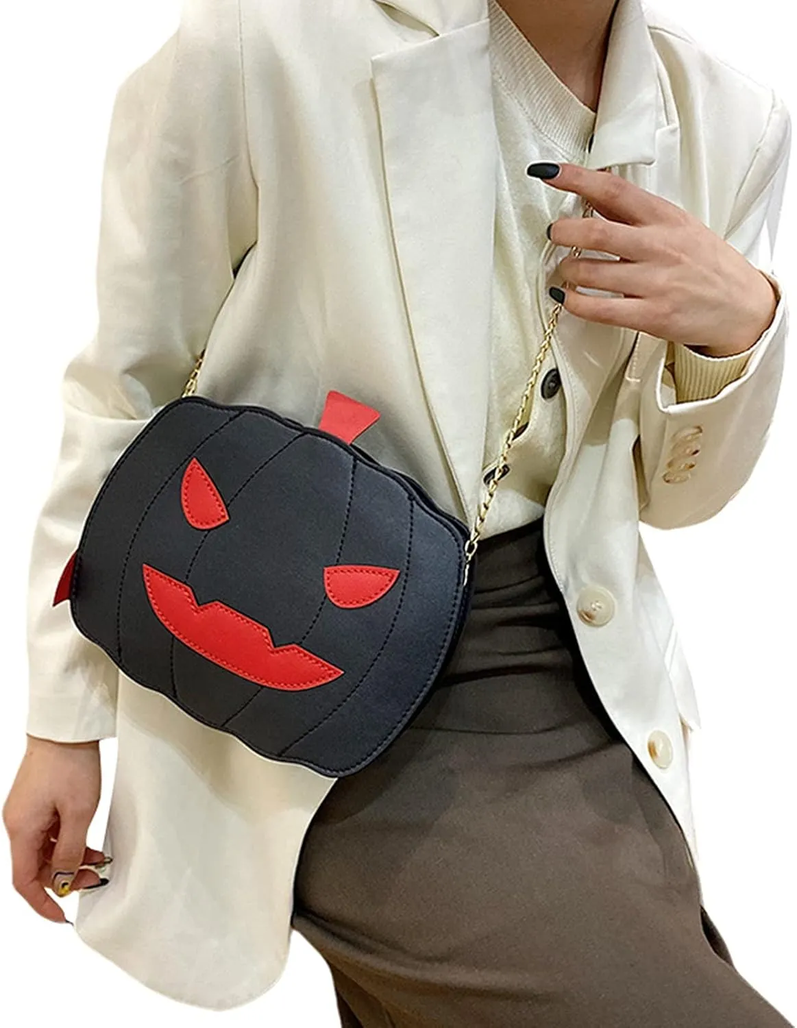 Halloween Pumpkin Shoulder Bag for Women Novelty Devil Crossbody Purse Fashion Trick or Treat Purses Handbags