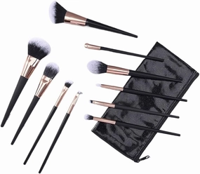 HBJWOV 10 Pieces of Black Portable Makeup Brush Set Powder Blusher Brush Eye Shadow Brush Makeup Tools
