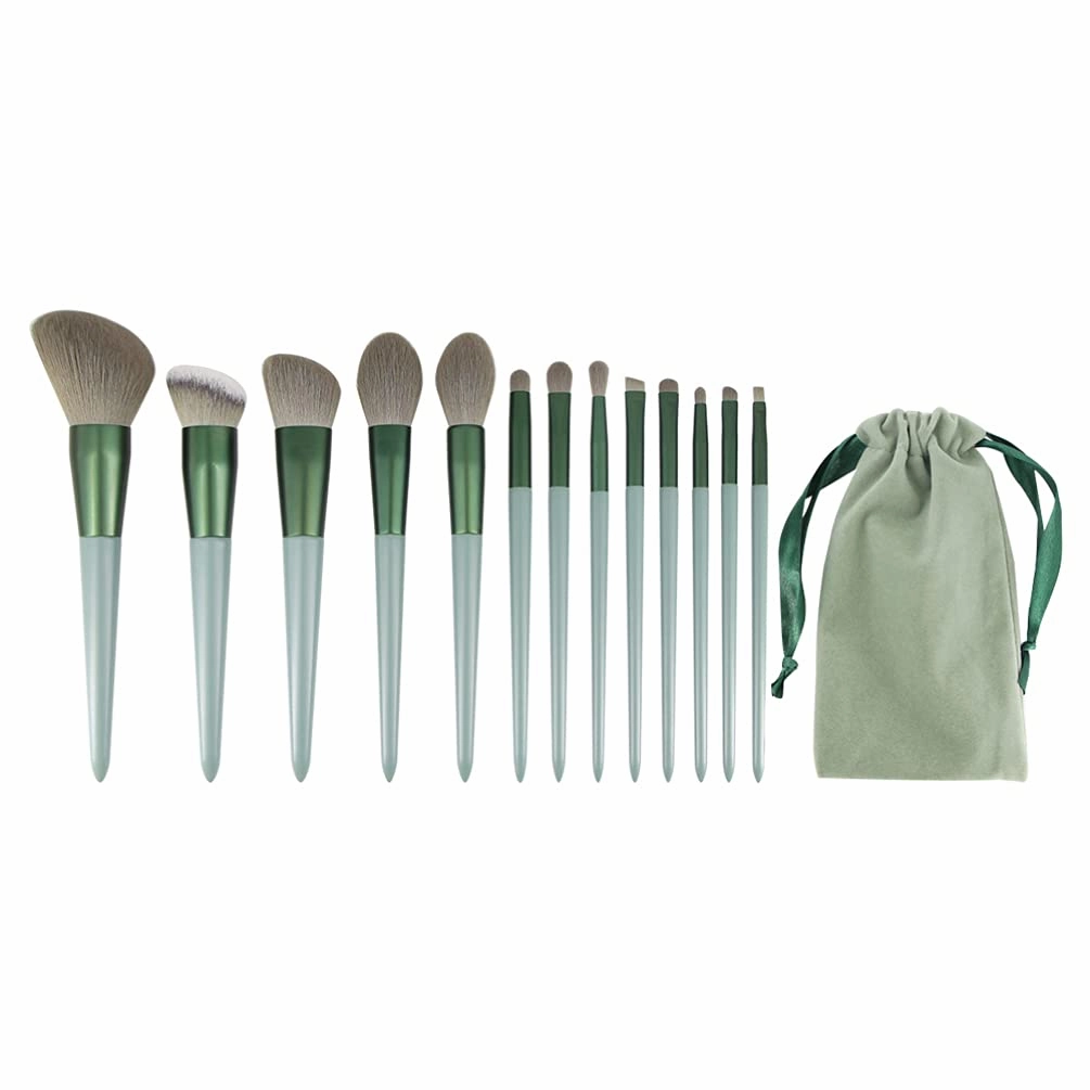 HEALLILY 1 Set Makeup Set Wooden Handle Liquid Foundation Brush Facial Beauty Powder Blusher Cosmetics Tool for Women Girl Green