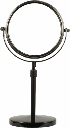 Height Adjustable Makeup Mirror 8 Inch Double-Sided 7X Magnification, Black Magnifying Makeup Mirror Round Tabletop Mirror Tall, Countertop Standing Cosmetics Black Finish