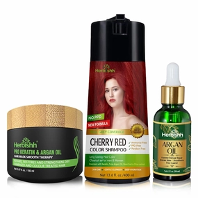 Herbishh Cherry Red PPD Free Color Shampoo Argan Oil Argan Hair Mask
