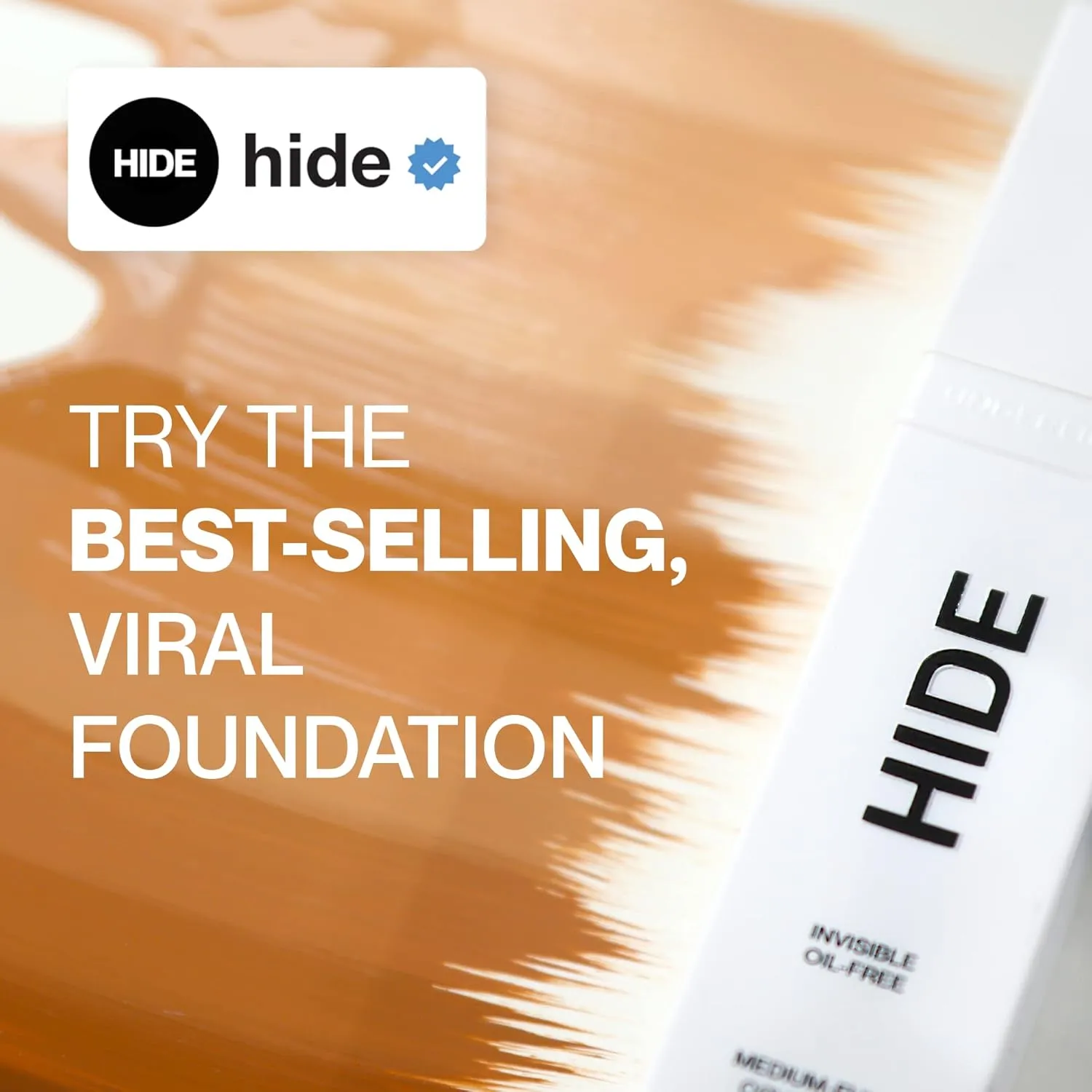 HIDE PREMIUM Liquid Foundation, Multi-Use Waterproof Foundation, Medium/Full Coverage Foundation, Shades for All Skin Types (See Shade Finder), Natural Beige, 1 fl oz