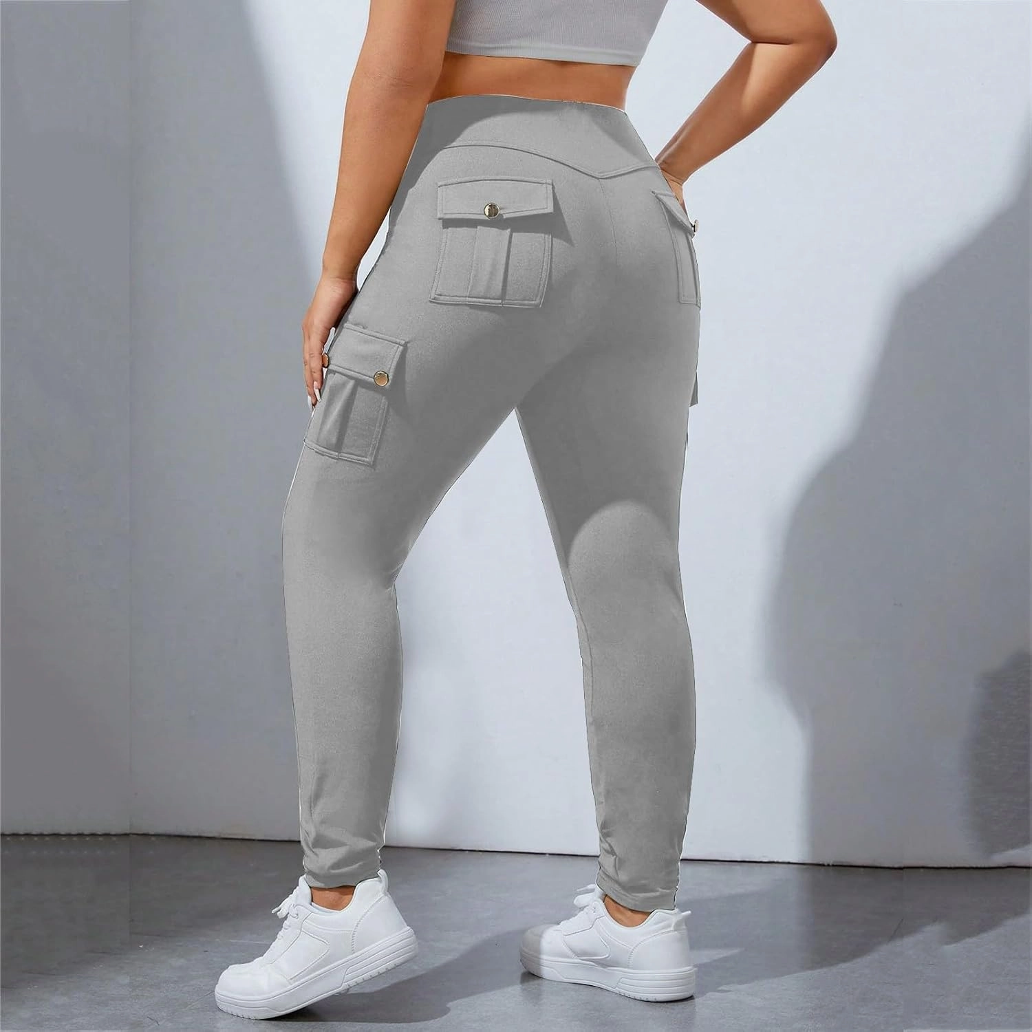 High Waisted Leggings for Women Tummy Control Elastic Jogger Pants Solid Color Athletic Pants for Running Cycling Yoga