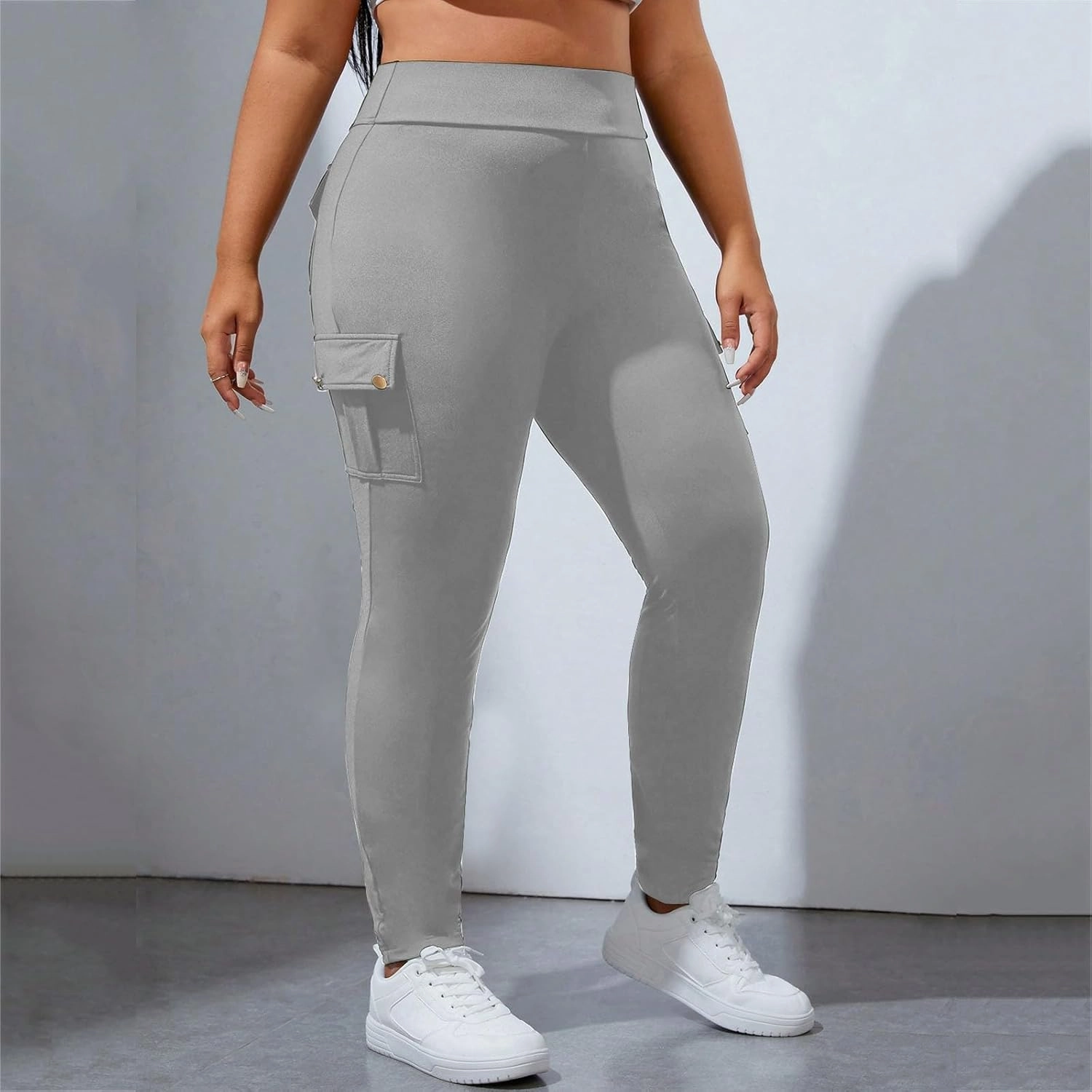 High Waisted Leggings for Women Tummy Control Elastic Jogger Pants Solid Color Athletic Pants for Running Cycling Yoga