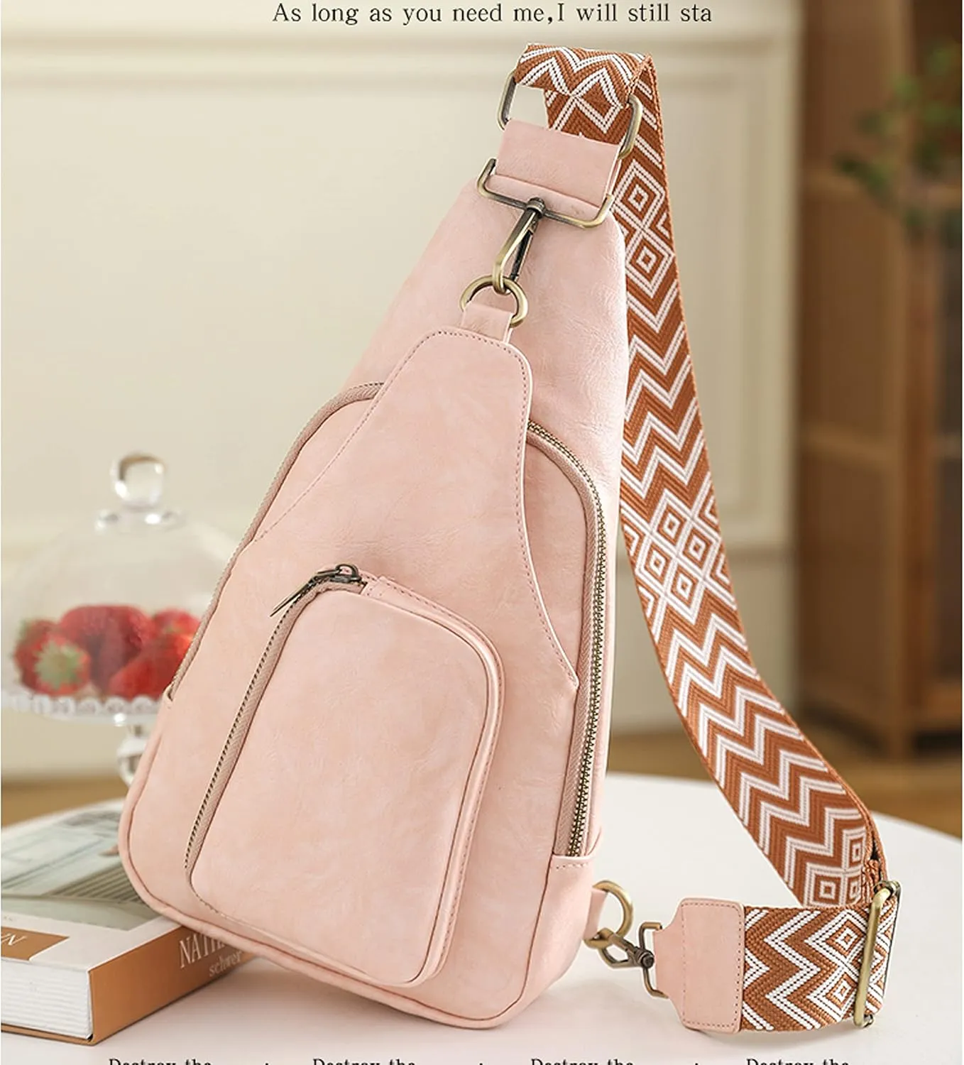 HIGHGO Small Sling Bag for Women Fanny Pack Crossboday Bags,Crossbody Sling Purse Gifts for Women Men Travel Sport Camping (PINK)