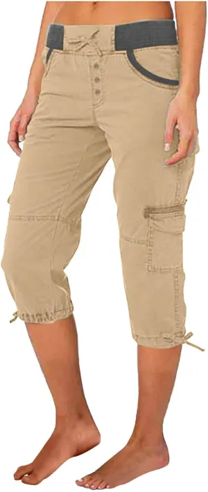 Hiking Capris for Women Lightweight Quick Dry Cargo Capri Travel Pants Women Casual Fashion Capris with Pockets