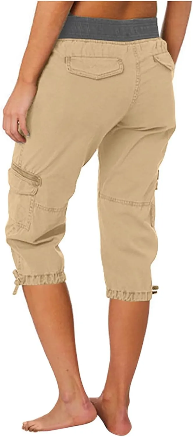 Hiking Capris for Women Lightweight Quick Dry Cargo Capri Travel Pants Women Casual Fashion Capris with Pockets