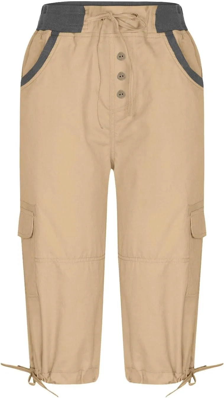 Hiking Capris for Women Lightweight Quick Dry Cargo Capri Travel Pants Women Casual Fashion Capris with Pockets