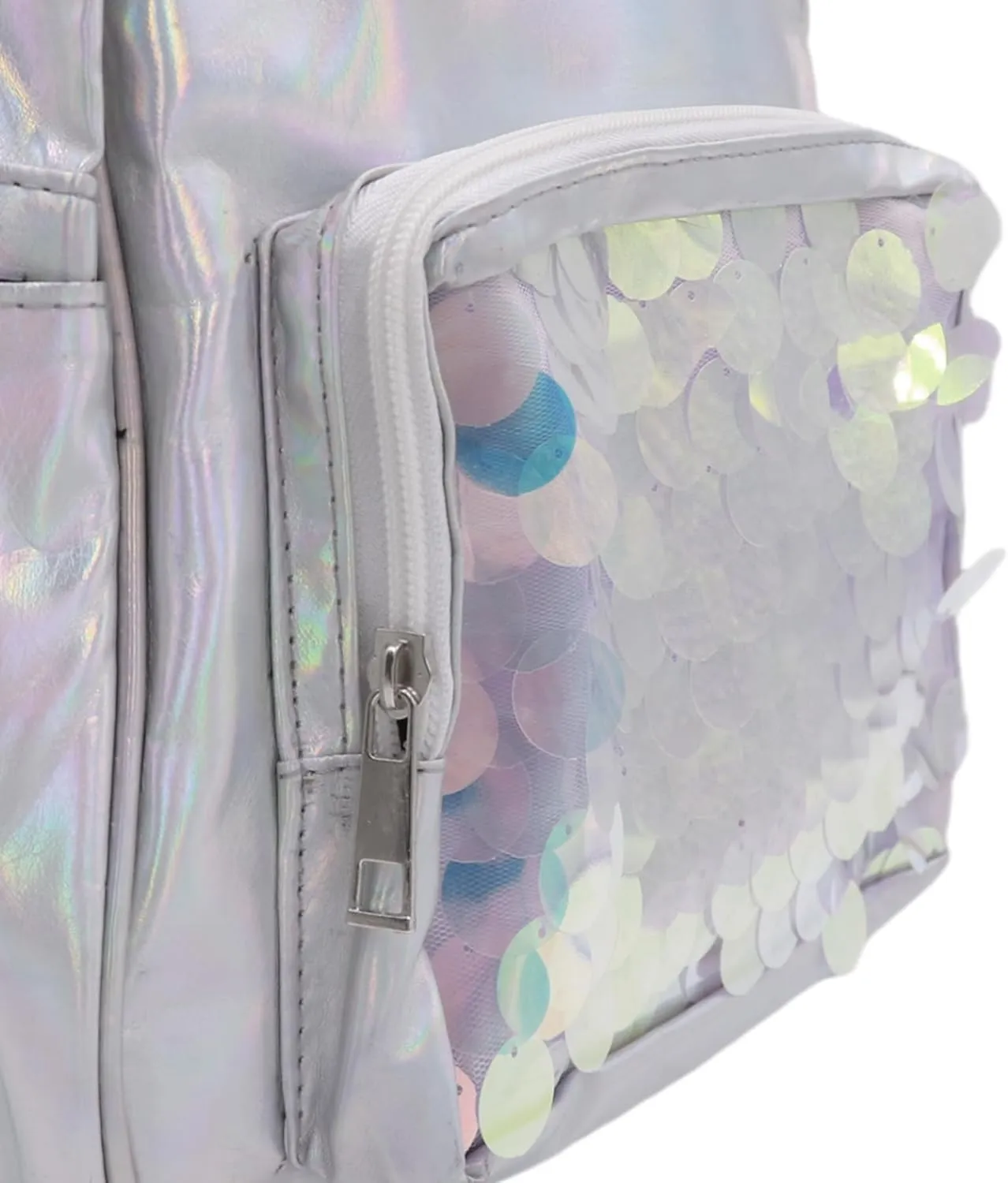 Holographic Backpack Iridescent Hologram Laser Satchel Travel Casual Daypack Purse for Women Men,Silver Unicorn Bag
