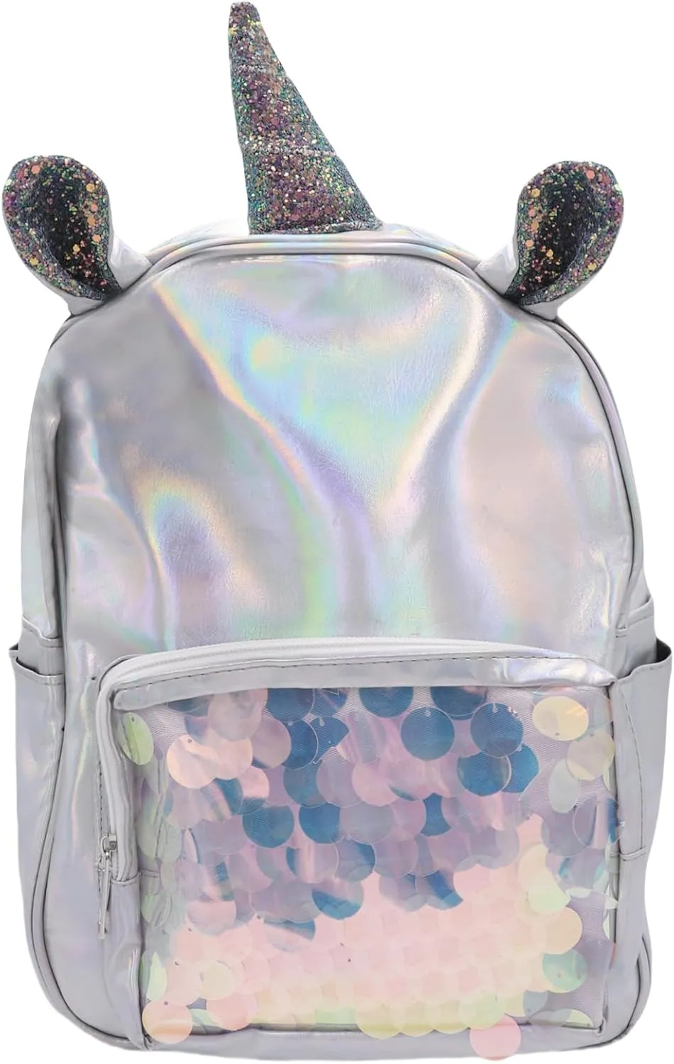 Holographic Backpack Iridescent Hologram Laser Satchel Travel Casual Daypack Purse for Women Men,Silver Unicorn Bag