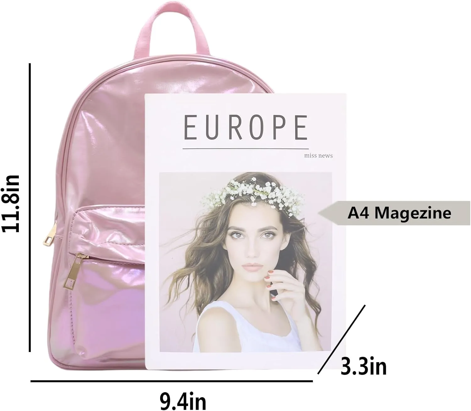 Holographic Backpack Iridescent Shoulder Bag Hologram Laser Satchel Travel Casual Daypack Purse for Women Men,Pink 7#