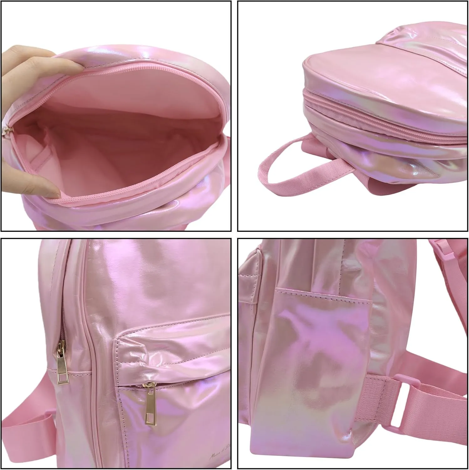 Holographic Backpack Iridescent Shoulder Bag Hologram Laser Satchel Travel Casual Daypack Purse for Women Men,Pink 7#