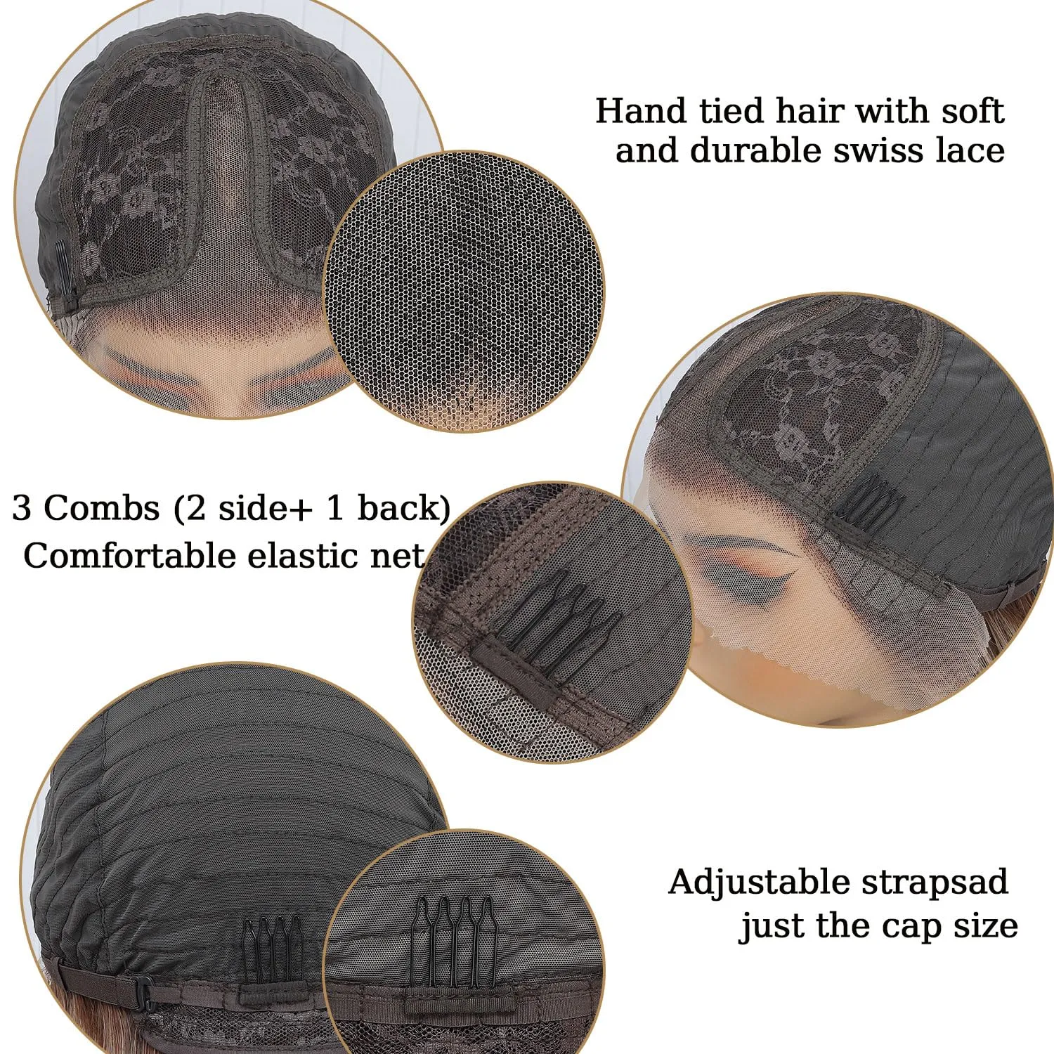 Honey Blonde HD Lace Front Wig Synthetic Pre Pulcked Wear And Go Glueless Wig Highlight Ombre Synthetic Lace Front Wigs for Women 4/27 Highlights Straight Synthetic Lace Front Wig 26 inch