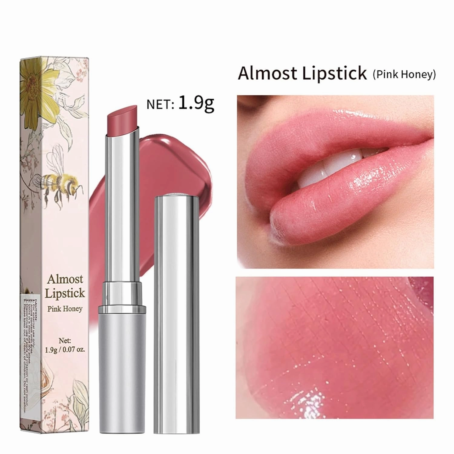 Honey Noir Black Honey Lipstick, Honeynoir Tinted Lip Balm Moisturizing Lip Color, Long Lasting Black Lip Gloss, Hydrating Honey Melting Lip, Black Radiance Lipstick Lip Stain for Women(Pink Honey-2pc