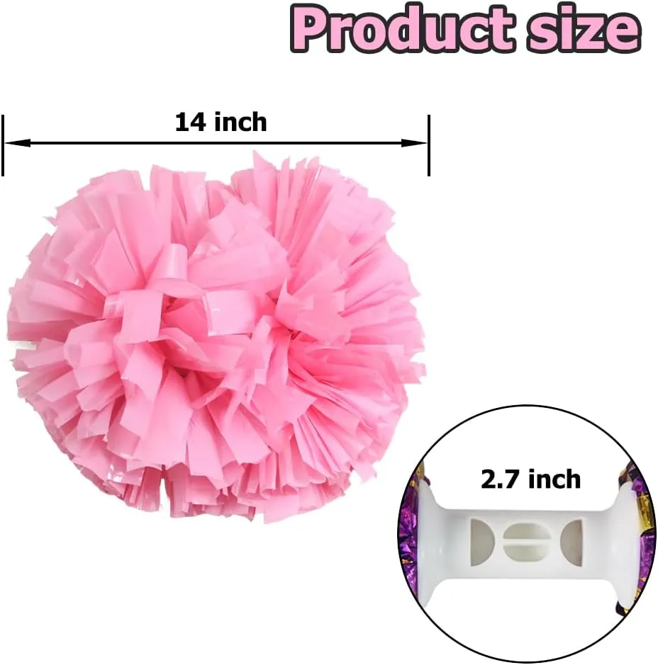 Hooshing 2PCS/6PCS Cheerleading Pom Poms with Baton Handle for Team Spirit Sports Dance Cheering Kids Adults