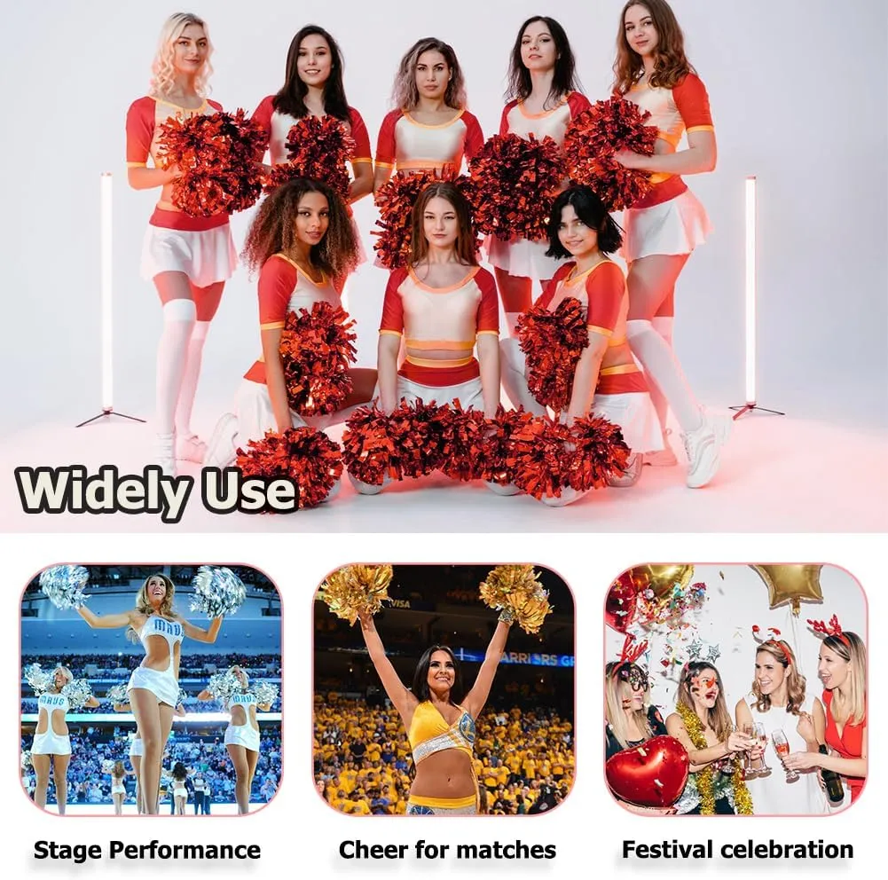 Hooshing 2PCS/6PCS Cheerleading Pom Poms with Baton Handle for Team Spirit Sports Dance Cheering Kids Adults
