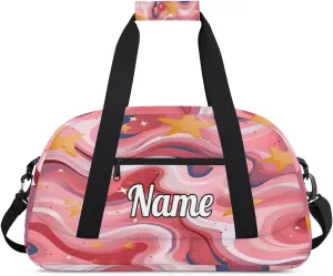 Hot Pink Shiny Custom Sports Gym Bag Personalized Dance Bag Teens Travel Weekender Overnight Carry On Bag Boys Girls Waterproof