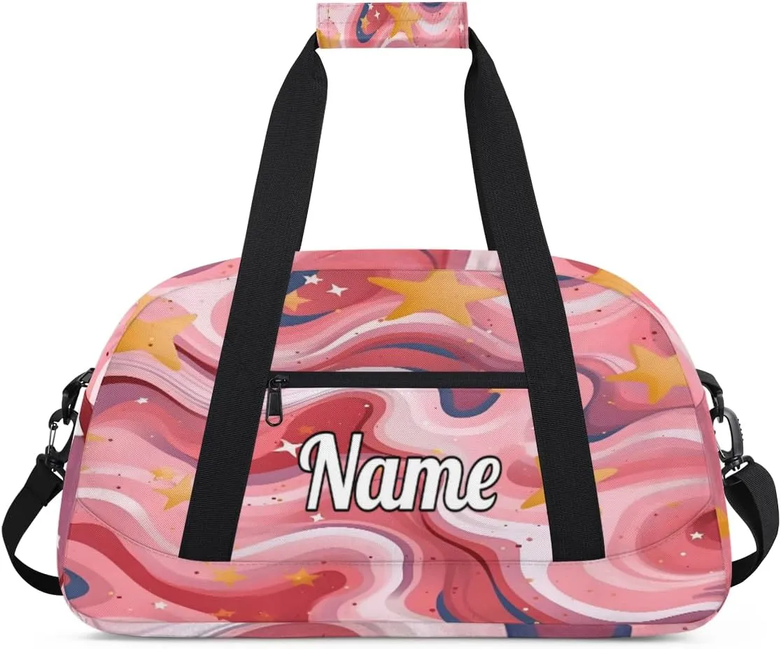 Hot Pink Shiny Custom Sports Gym Bag Personalized Dance Bag Teens Travel Weekender Overnight Carry On Bag Boys Girls Waterproof