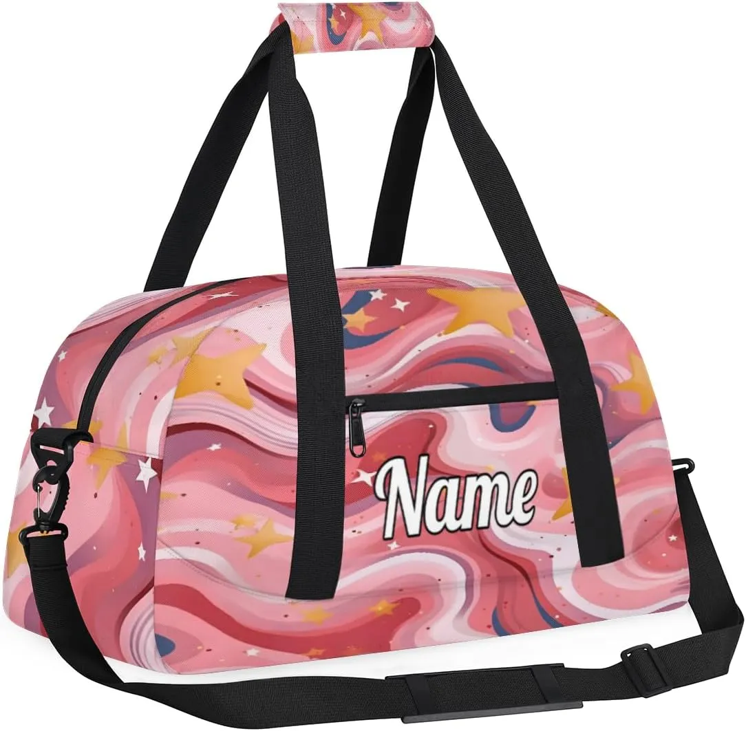 Hot Pink Shiny Custom Sports Gym Bag Personalized Dance Bag Teens Travel Weekender Overnight Carry On Bag Boys Girls Waterproof