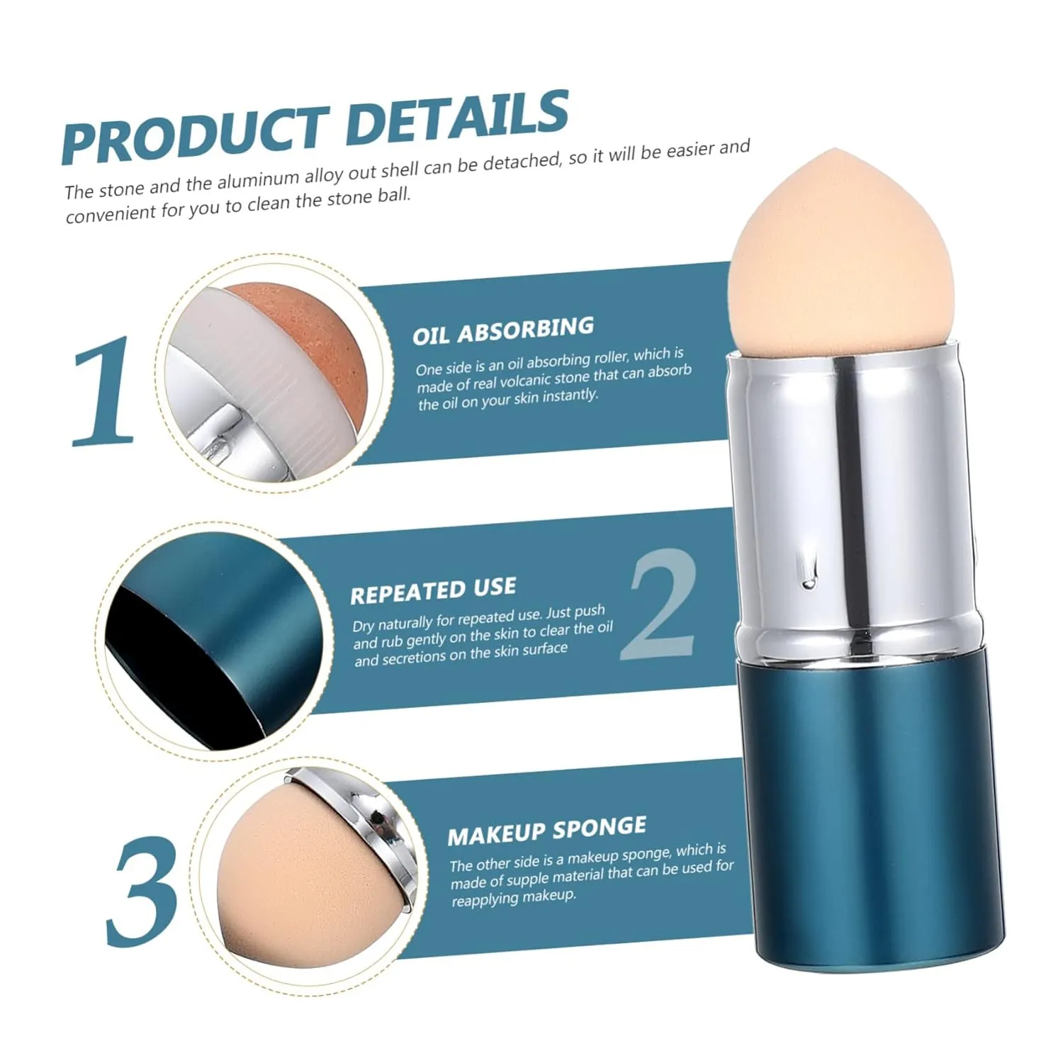 Housoutil 2pcs Dual-use Oil Control Volcanic Face Roller Portable Oil Absorbing for Lightweight Skin Rolling Tool Removal and Blotting Easy to Clean Design