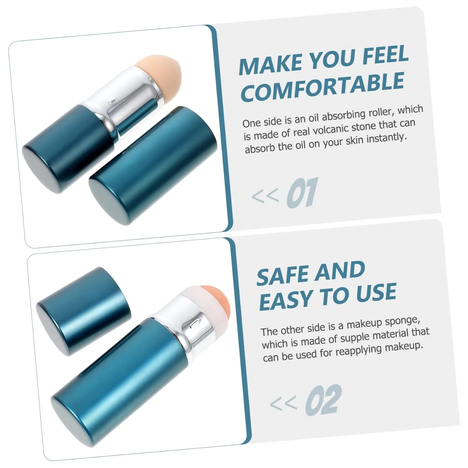 Housoutil 2pcs Dual-use Oil Control Volcanic Face Roller Portable Oil Absorbing for Lightweight Skin Rolling Tool Removal and Blotting Easy to Clean Design