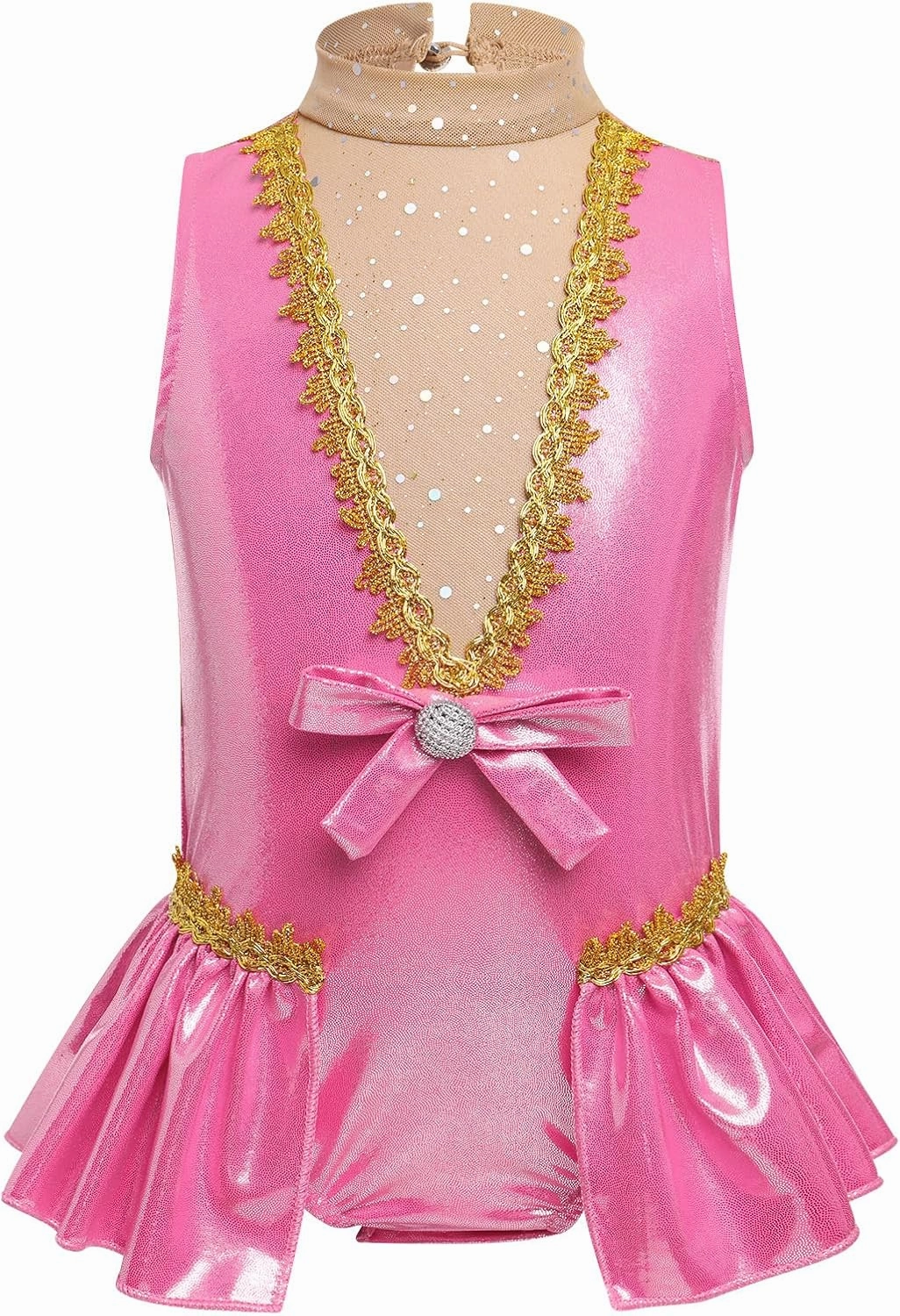 IBAKOM Toddler Girl Acrobat Dance Costume Shiny Metallic Ballerina Halloween Leotard Circus Trapeze Christmas Dance Outfits