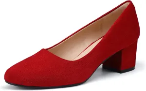 IDIFU IN2 Women's Pumps Low Chunky Block Closed Toe Heels Comfortable Short Dress Shoes for Women Ladies Flight Attendant Wedding Bridal Homecoming Work Heels Dressy Formal Round Toe Pumps Shoes