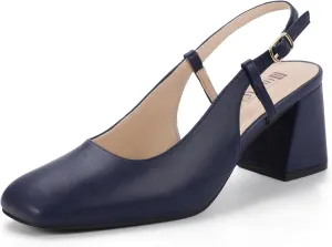 IDIFU IN3 Women's Pumps Closed Toe Chunky Heels Low Slingback Block Square Toe Short Thick Heels Wedding Bride Prom Office Bridal Work Dress Shoes for Women Comfortable Cute Professional Pumps Shoes