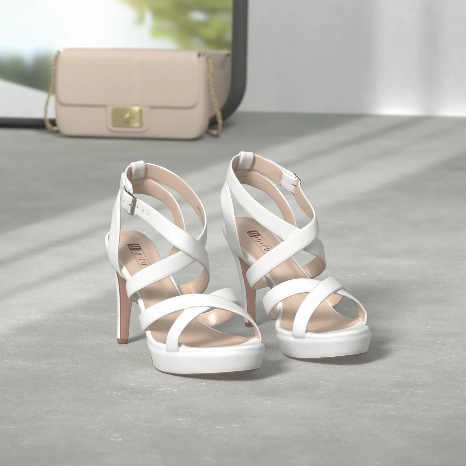 IDIFU Women's Dress Platform High Heels Strappy Heeled Sandals Open Toe Ankle Strap Shoes for Women Wedding Bridal Homecoming