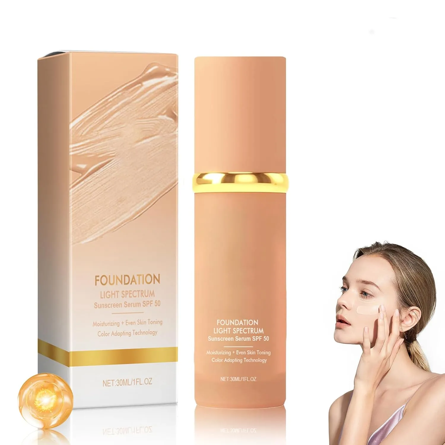 Imaginaryl Makeup, Imaginaryl Foundation, Imaginaryl Concealer, 30ml/1.02 Fl Oz Foundation 4 in 1 - Light Spectrum, Moisturizing Foundation Makeup for Long Lasting Waterproof (1PC, One Size)