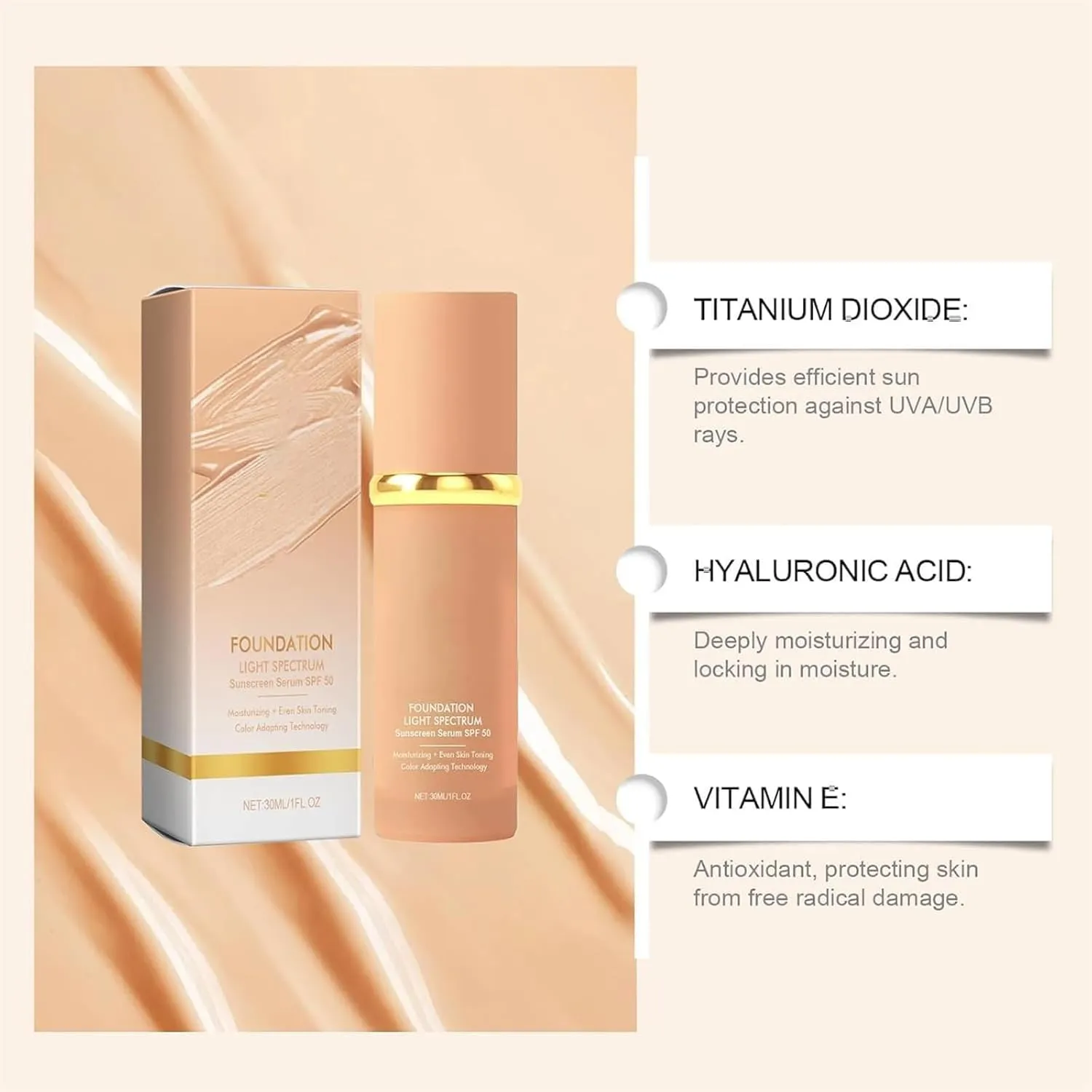 Imaginaryl Makeup, Imaginaryl Foundation, Imaginaryl Concealer, 30ml/1.02 Fl Oz Foundation 4 in 1 - Light Spectrum, Moisturizing Foundation Makeup for Long Lasting Waterproof (1PC, One Size)