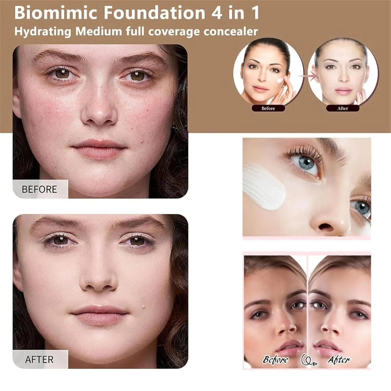 Imaginaryl Makeup, Imaginaryl Foundation, Imaginaryl Concealer, 30ml/1.02 Fl Oz Foundation 4 in 1 - Light Spectrum, Moisturizing Foundation Makeup for Long Lasting Waterproof (1PC, One Size)