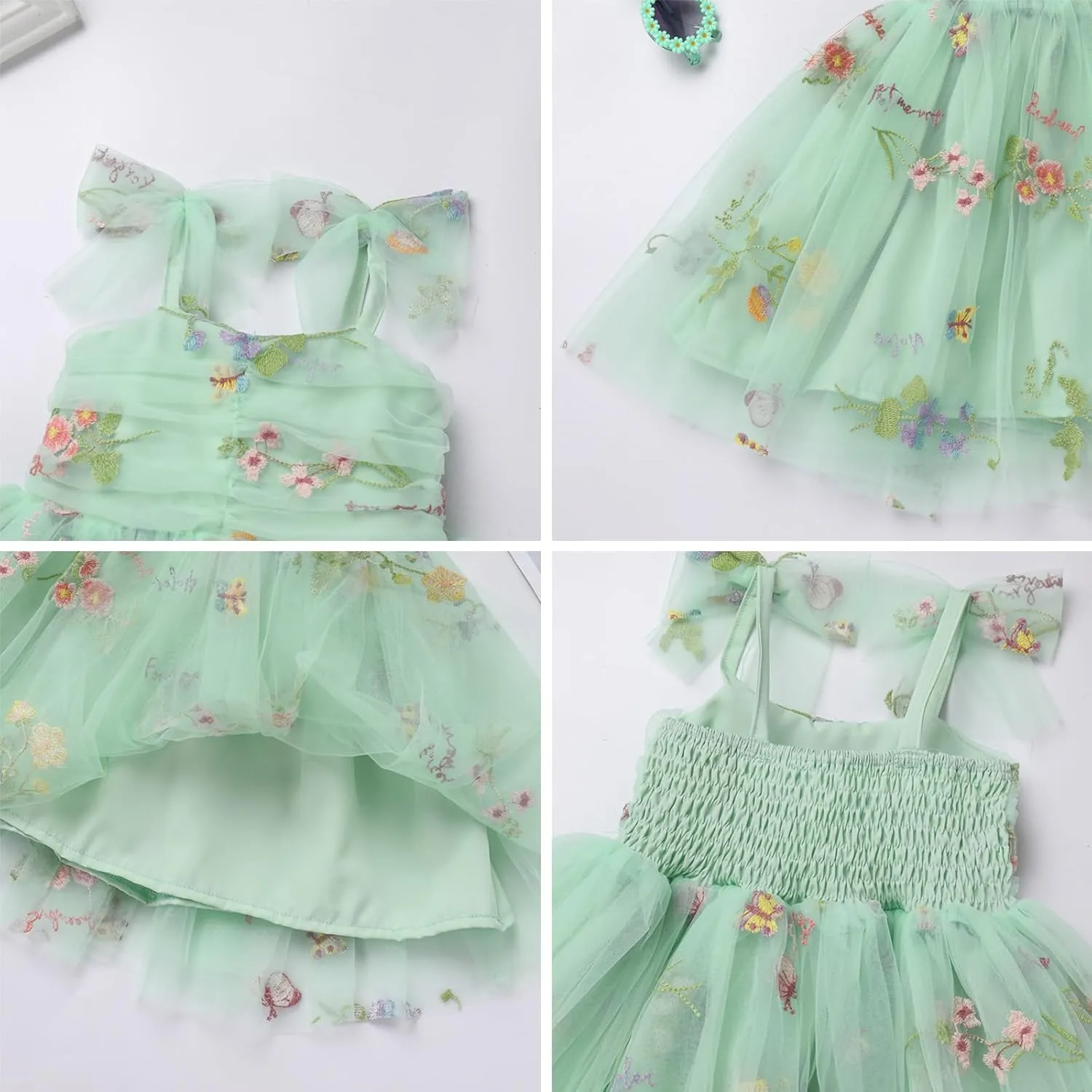 IMEKIS Toddler Baby Girl Birthday Princess Dress Shiny Confetti Boho Rainbow Cake Smash Photo Shoot Outfit for 1-6T