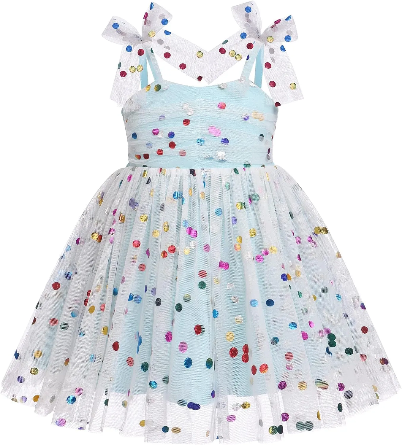 IMEKIS Toddler Baby Girl Birthday Princess Dress Shiny Confetti Boho Rainbow Cake Smash Photo Shoot Outfit for 1-6T