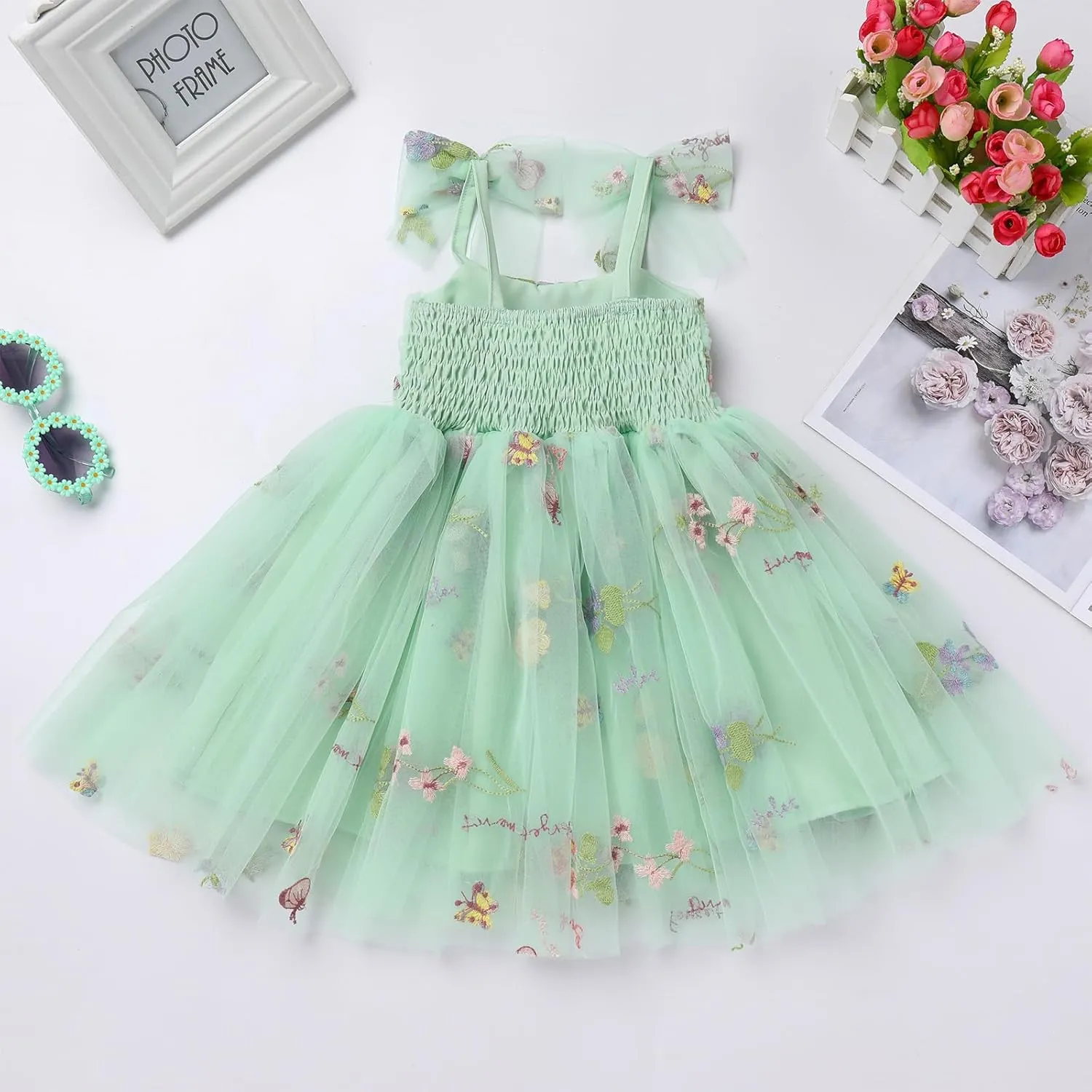 IMEKIS Toddler Baby Girl Birthday Princess Dress Shiny Confetti Boho Rainbow Cake Smash Photo Shoot Outfit for 1-6T