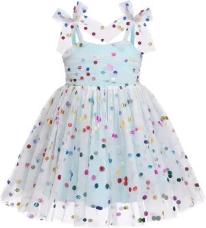 IMEKIS Toddler Baby Girl Birthday Princess Dress Shiny Confetti Boho Rainbow Cake Smash Photo Shoot Outfit for 1-6T